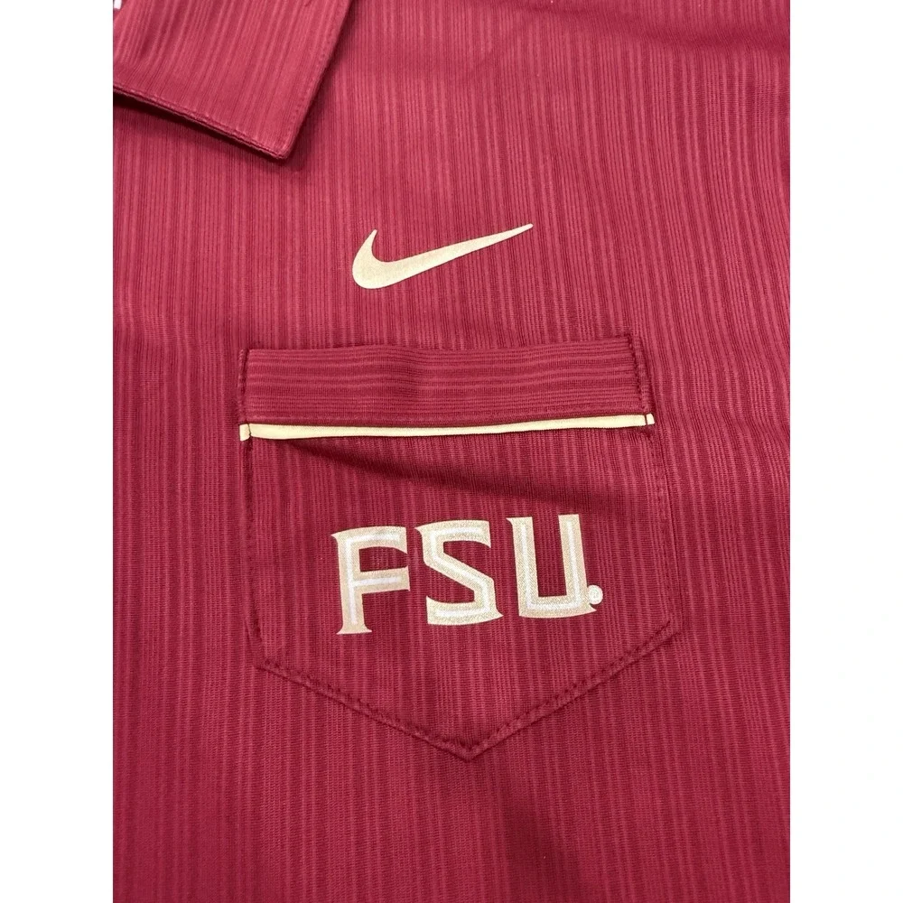 Nike‎ Dri-Fit Florida State University Striped NCAA Football Polo Shirt Men's XL